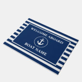 Nautic Welcome Bard Anchor Rope Blue Striping Fußmatte (Schrägansicht)
