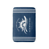 Nautic Welcome on board Boat Name Ship Wheel Badematte (Vorderseite Vertikal)