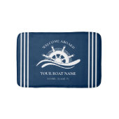 Nautic Welcome on board Boat Name Ship Wheel Badematte (Vorderseite)