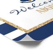 Nautic Welcome Sign Navy & Gold Poster (Ecke)