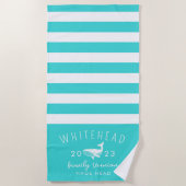Nautic Whale Aqua Monogram Strandtuch (Vorderseite)