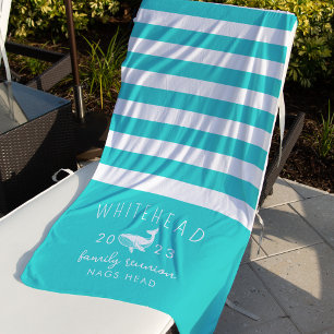Nautic Whale Aqua Monogram Strandtuch