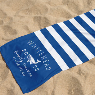 Nautic Whale Blue Monogram Strandtuch