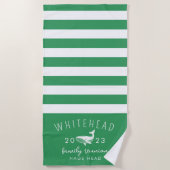 Nautic Whale Green Monogram Strandtuch (Vorderseite)