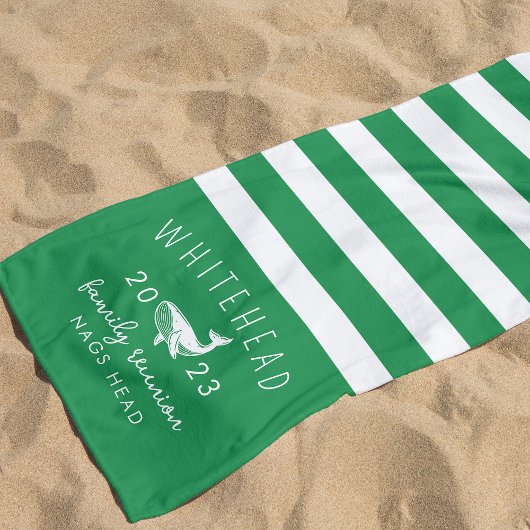 Nautic Whale Green Monogram Strandtuch