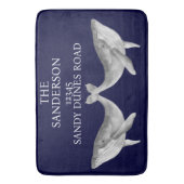 Nautic Whale Navy Grau Blue und Weiß Badematte (Vorderseite Vertikal)