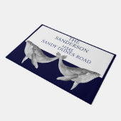 Nautic Whale Navy Grau Blue und Weiß Fußmatte (Schrägansicht)