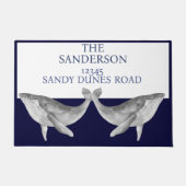 Nautic Whale Navy Grau Blue und Weiß Fußmatte (Vorderseite)