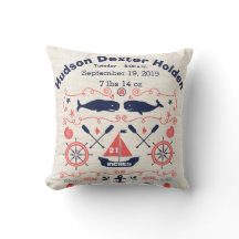 Nautic Whales Boy Kinderzimmer Baby Birth Stat