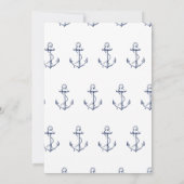 Nautic White Anchor Brautparty Navy Einladung (Rückseite)