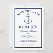 Nautic White Anchor Classic Save the Date Einladung (Vorderseite)