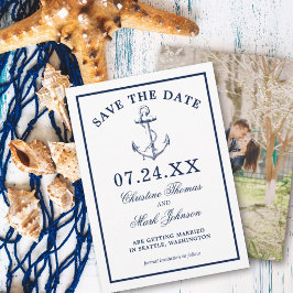 Nautic White Anchor Classic Save the Date Einladung
