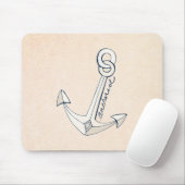 Nautic White Anchor Mousepad (Mit Mouse)