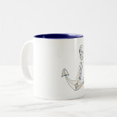 Nautic White Anchor Zweifarbige Tasse (Vorderseite Links)