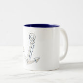 Nautic White Anchor Zweifarbige Tasse (VorderseiteRechts)