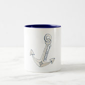 Nautic White Anchor Zweifarbige Tasse (Mittel)
