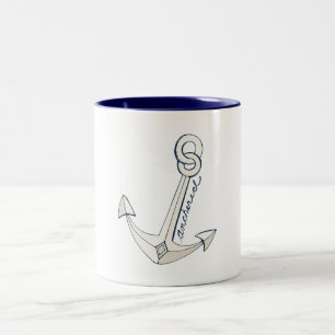 Nautic White Anchor Zweifarbige Tasse
