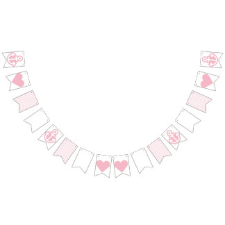 Nautic White and Pink Bunting Wimpelkette