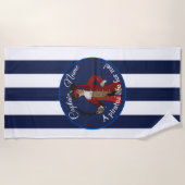 Nautic White Blue Boy Pirate Strandtuch (Vorderseite)