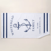 Nautic White Custom Family Anchor Strandtuch (Vorderseite)