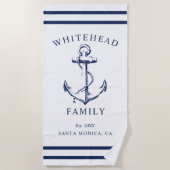 Nautic White Custom Family Anchor Strandtuch (Vorderseite)