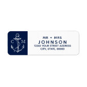 Nautic White Sketch Anchor Navy Monogram (Vorne)