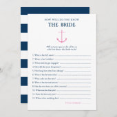 Nautic Wie gut bekannt Bride Brautparty Game Einladung (Vorne/Hinten)
