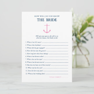 Nautic Wie gut bekannt Bride Brautparty Game Einladung