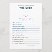 Nautic Wie gut bekannt Bride Brautparty Game Einladung (Vorderseite)