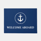 Nautic Willkommen an Bord Anchor Rope Navy Blue Fußmatte (Vorderseite)