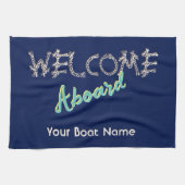 Nautic Willkommen an Bord des Bootes Name Navy Blu Geschirrtuch (Horizontal)