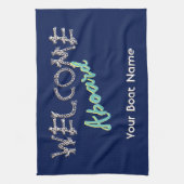 Nautic Willkommen an Bord des Bootes Name Navy Blu Geschirrtuch (Vertikal)
