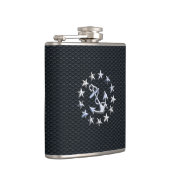 Nautic Yacht Flag Chrome Ensign auf Grille Print Flachmann (Rechts)