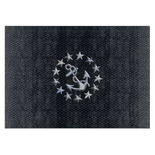 Nautic Yacht Flag Chrome Ensign auf Grille Print Schneidebrett