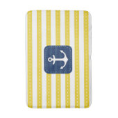 Nautic Yellow Stripes Navy Blue Banner Anker Badematte (Vorderseite Vertikal)