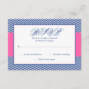 Nautic Zickzack Anchor Blue Pink Bat Mitzvah UAWG RSVP Karte