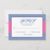 Nautic Zickzack Anchor Blue Pink Bat Mitzvah UAWG RSVP Karte (Vorderseite)