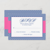 Nautic Zickzack Anchor Blue Pink Bat Mitzvah UAWG RSVP Karte (Vorne/Hinten)
