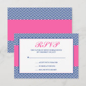 Nautic Zickzack Anchor Blue Pink Response Card RSVP Karte (Vorne/Hinten)