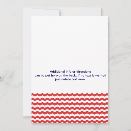 Nautic Zickzack Anchor Blue Red Invitation Card Einladung (Rückseite)