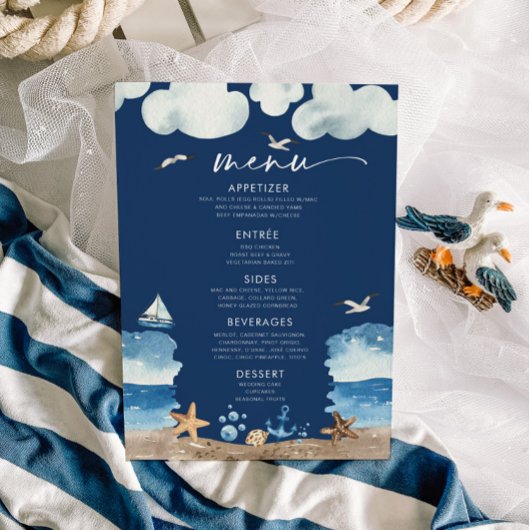 Nautica Navy Baby Shower Menu Einladung