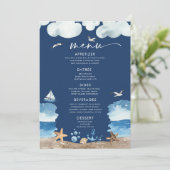 Nautica Navy Baby Shower Menu Einladung (Stehend Vorderseite)