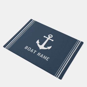 Nautica Vintag Anchor Ihr Bootname Blue Grau Fußmatte