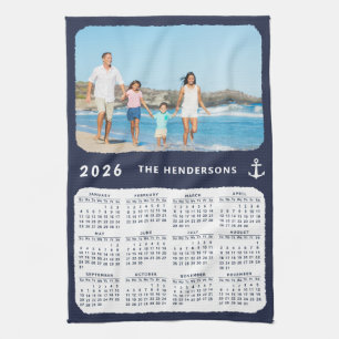 Nautical 2025 Calendar Family Foto Navy Blue Geschirrtuch