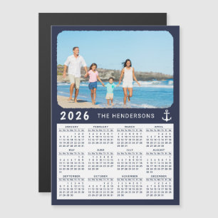 Nautical 2025 Foto Calendar Magnet Navy Blue