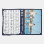 Nautical 2026 Calendar Family Foto Navy Blue Geschirrtuch (Horizontal)