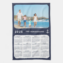 Nautical 2026 Calendar Family Foto Navy Blue