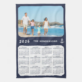 Nautical 2026 Calendar Family Foto Navy Blue Geschirrtuch