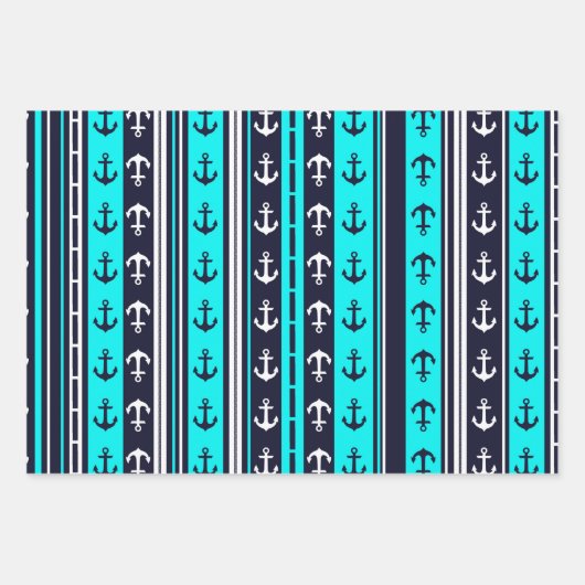 Nautical 3-Pack Geschenkpapier Set (Vorderseite)