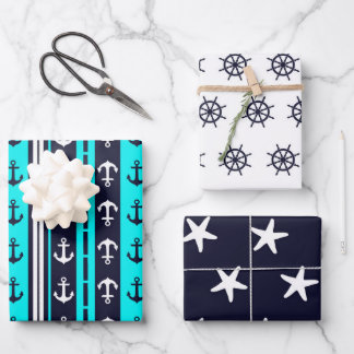 Nautical 3-Pack Geschenkpapier Set